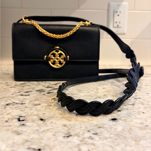 Tory Burch Handbags - Tory Burch Black Mini Miller Crossbody Bag with braided strap